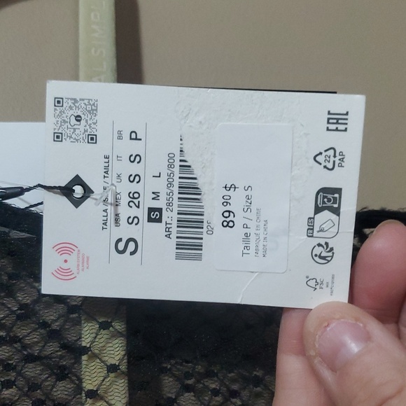 Zara Black Sheer Bodysuit with Sequin Detail Size Small - Picture 4 of 7